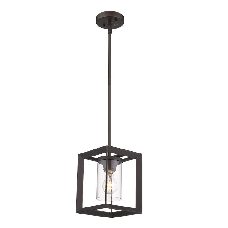 emliviar 1 Light Single Rectangle Pendant with Wrought Iron Accents Wayfair.ca